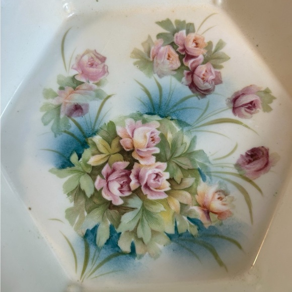 Antique Bowl RS Prussia Floral Pink Rose Gold Trim 10.5” Ornate Decorative Fruit - Picture 2 of 7